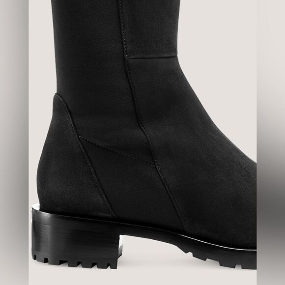 NEW STUART WEITZMAN 5050 KNEE-HIGH LUG BOOT in black suede - Picture 7 of 11